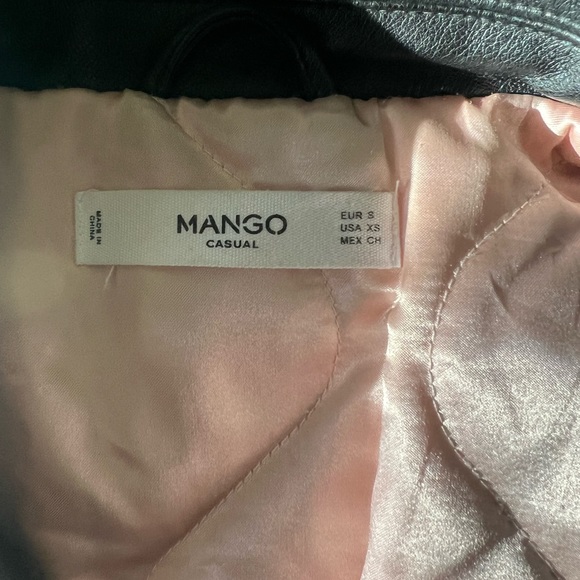 Mango faux leather moto jacket w/ pink satin lining - Picture 8 of 10